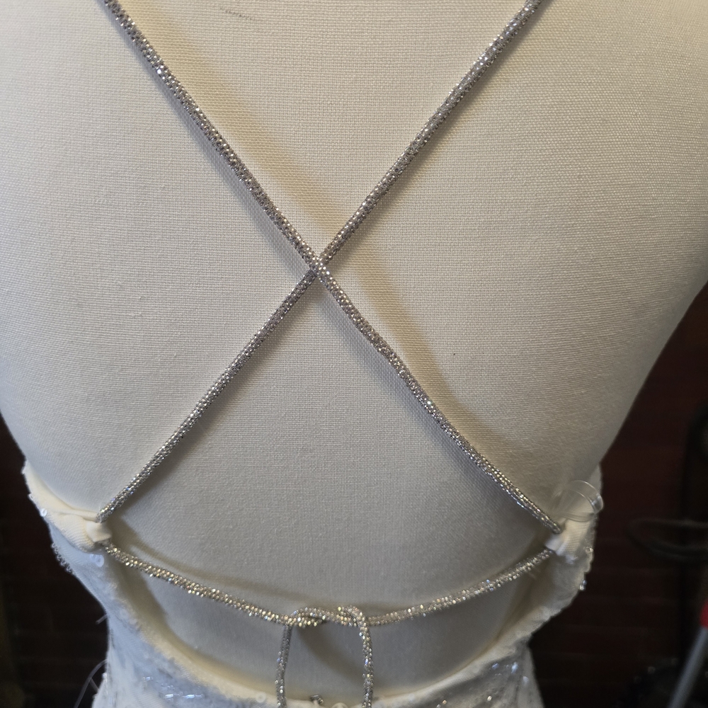 White Beaded Mini Dress - Picture 5 of 7